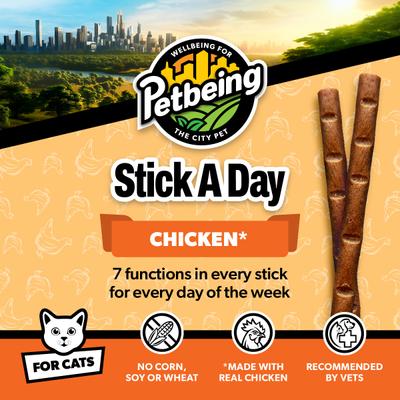 Show full view: PetBeing Stick a Day 7-in-1 Daily Chicken Chew Supplement for Cats, 28 count slide 9 of 9
