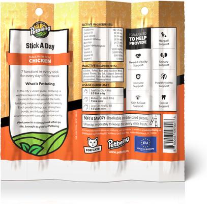 Show full view: PetBeing Stick a Day 7-in-1 Functions Daily Real Meat Supplement for Cats, Mix, 28 count slide 4 of 10