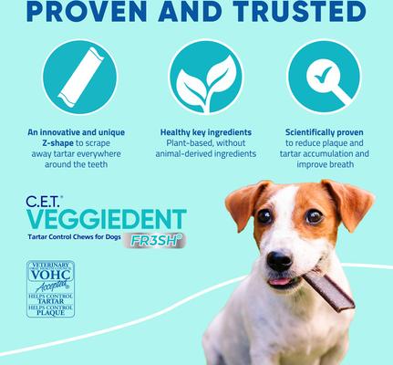 Show full view: Virbac C.E.T. VeggieDent Fr3sh Dental Chews for Medium Dogs, 30 Count slide 6 of 8