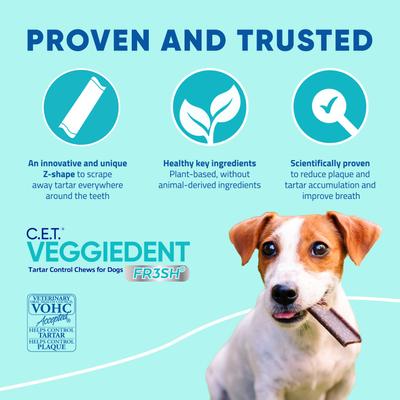 Show full view: Virbac C.E.T. VeggieDent Fr3sh Dental Chews for Large Dogs, over 66-lbs, 60 count slide 7 of 10