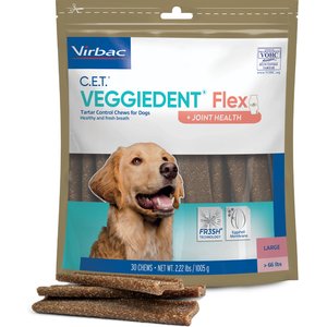 Virbac C.E.T. VeggieDent Flex + Joint Health Dental Chews for Large Dogs, over 66lbs, 30 count