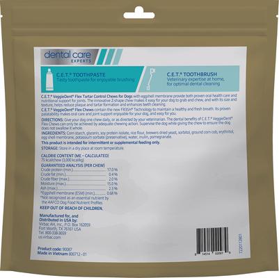 Show full view: Virbac C.E.T. VeggieDent Flex + Joint Health Dental Chews for Medium Dogs, 30 count slide 3 of 10