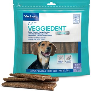 Virbac C.E.T. VeggieDent Fr3sh Dental Chews for Medium Dogs, 30 Count slide 1 of 8