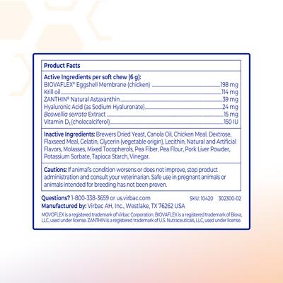 Show full view: Virbac MOVOFLEX Advanced Soft Chews Joint Supplement for Large Breed Dogs, 60 count slide 8 of 11