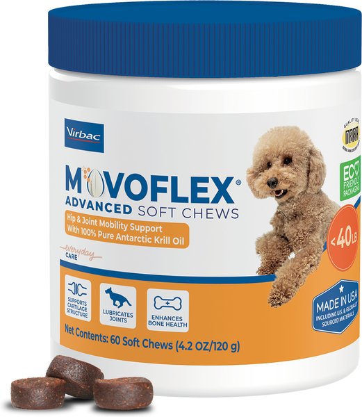 Virbac MOVOFLEX Advanced Soft Chews Joint Supplement for Small Breed Dogs, 60 count