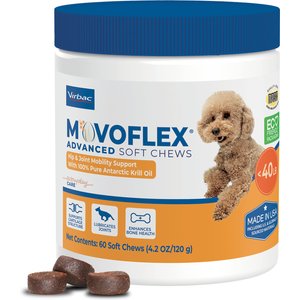 Virbac MOVOFLEX Advanced Soft Chews Joint Supplement for Small Breed Dogs, 60 count