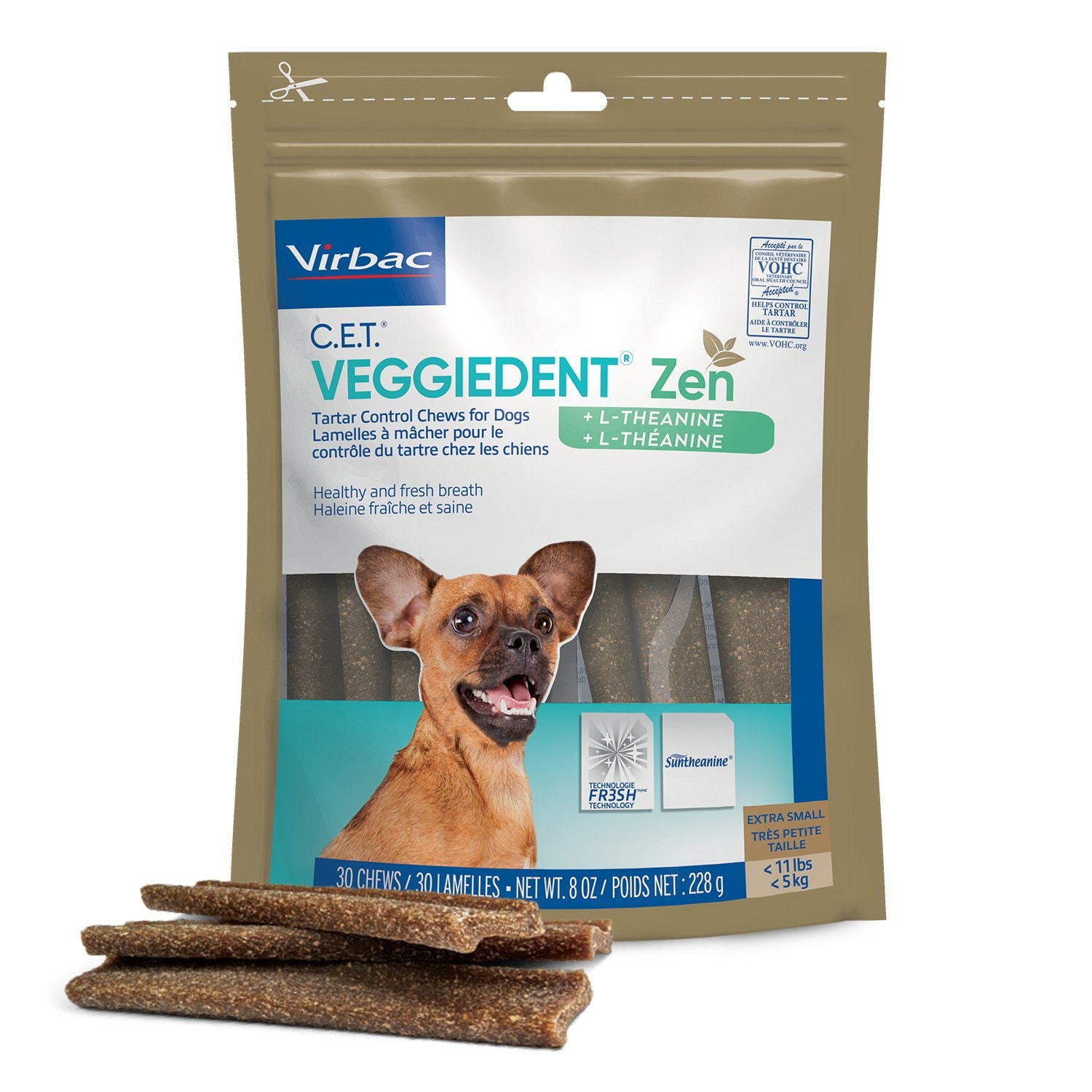 Virbac C.e.t. Veggiedent Zen Dental Chews For X-small Dogs, Under 11-lbs, 30 Count