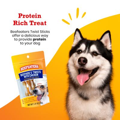 Show full view: Beefeaters Beefhide Twist Chicken Jerky Dog Treats, 1.41-oz, case of 12 slide 4 of 8
