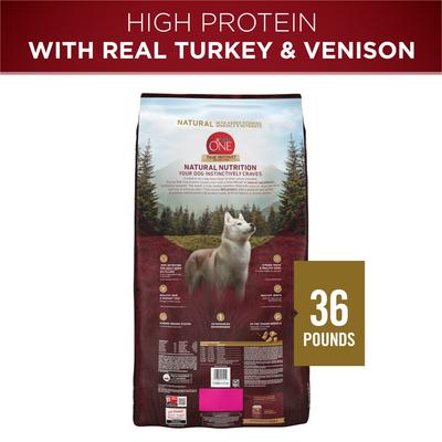 Show full view: Purina ONE True Instinct Natural High Protein with Real Turkey & Venison Dry Dog Food, 36-lb bag slide 3 of 11