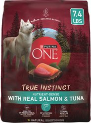 Purina ONE Natural True Instinct High Protein Real Salmon & Tuna Dry Dog Food, 7.4-lb bag slide 1 of 8