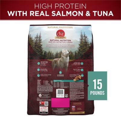 Show full view: Purina ONE Natural True Instinct High Protein Real Salmon & Tuna Dry Dog Food, 15-lb bag slide 3 of 11