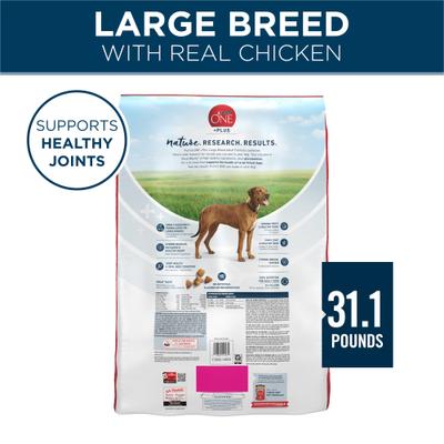 Show full view: Purina ONE +Plus Natural Large Breed Chicken Muscle & Joint Support Dry Dog Food, 31.1-lb bag slide 3 of 11