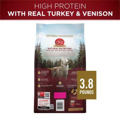 Show full view: Purina ONE True instinct with A Blend of Real Turkey & Venison Dry Dog Food, 3.8-lb bag slide 3 of 11