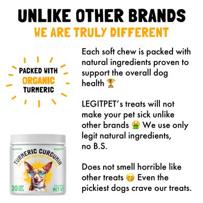 Show full view: Legitpet Turmeric Curcumin Chews Joint Supplement for Dogs, 30 count slide 4 of 9