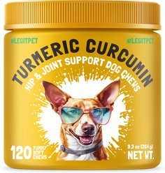 Legitpet Turmeric Curcumin Chews Joint Supplement for Dogs, 120 count