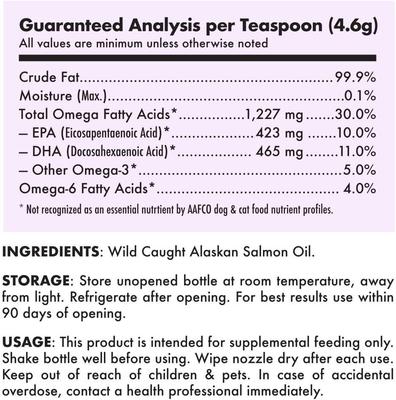 Show full view: Legitpet Wild Caught Alaskan Salmon Oil Liquid Skin & Coat Supplement for Dogs & Cats, 8-fl oz bottle slide 7 of 9