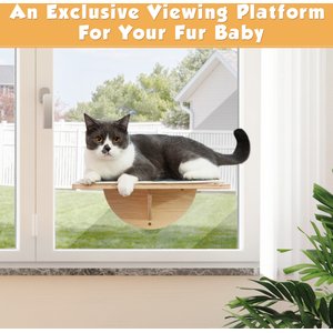 Coziwow Cat Window Perch with Suction Cups, Natural Wood