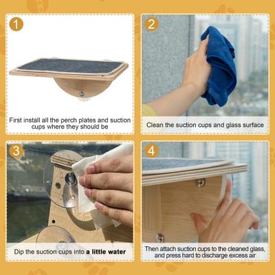 Show full view: Coziwow Cat Window Perch with Suction Cups, Natural Wood slide 5 of 12