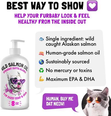 Show full view: Legitpet Wild Caught Alaskan Salmon Oil Liquid Skin & Coat Supplement for Dogs & Cats, 8-fl oz bottle slide 3 of 9