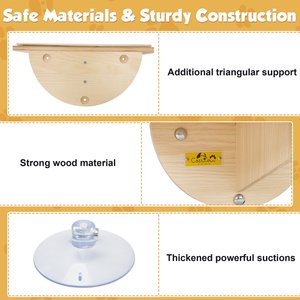 Coziwow Cat Window Perch with Suction Cups, Natural Wood