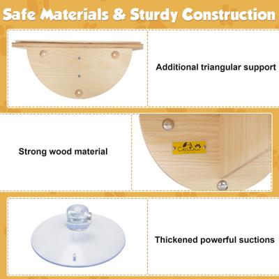 Show full view: Coziwow Cat Window Perch with Suction Cups, Natural Wood slide 7 of 12