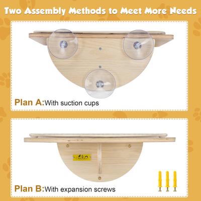 Show full view: Coziwow Cat Window Perch with Suction Cups, Natural Wood slide 6 of 12