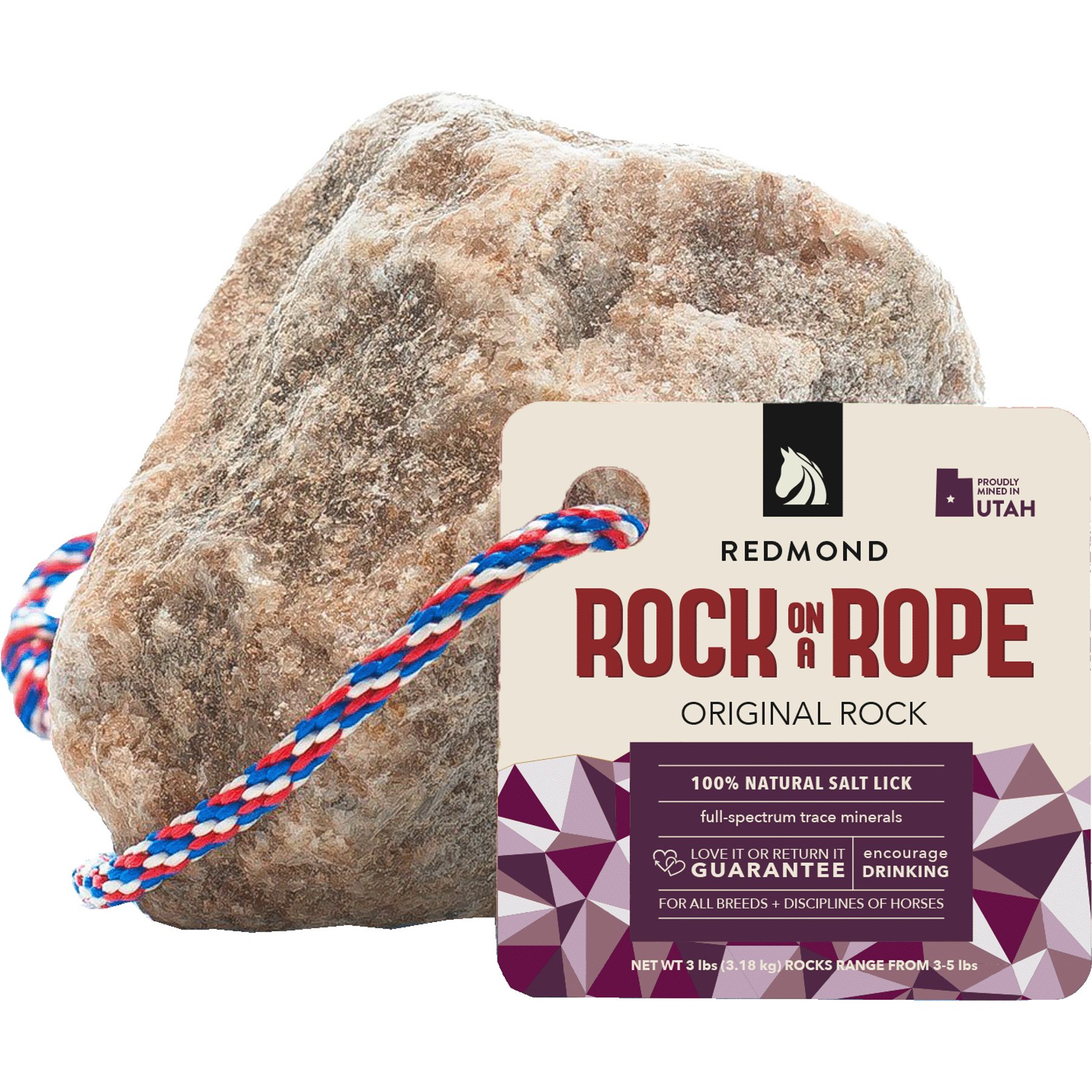 Redmond Rock on a Rope Mineral Supplement for Farm Animals, 4-lb