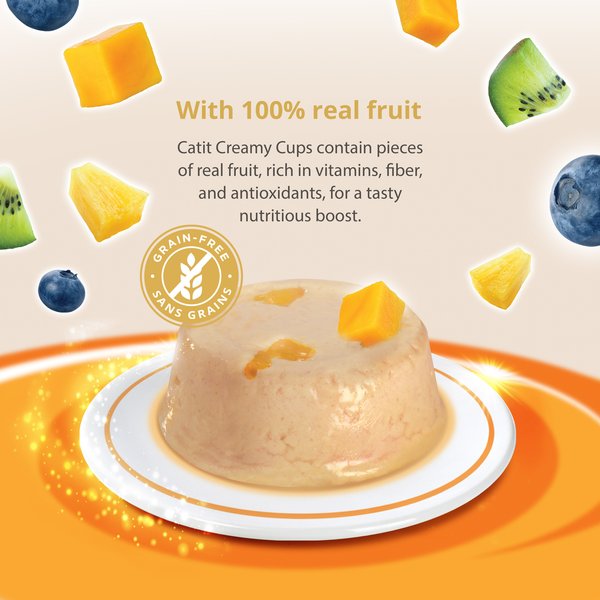 Catit Creamy Cups with Fruit, Chicken Mousse with Mango Cat Lickable Treat, 0.9-oz cup, 4 count