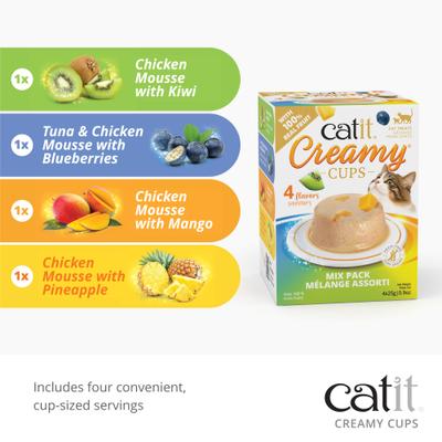 Show full view: Catit Creamy Cups with Fruit Variety Pack Cat Lickable Treat, 0.9-oz cup, 4 count slide 5 of 7