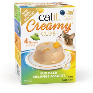Catit Creamy Cups with Fruit Variety Pack Cat Lickable Treat, 0.9-oz cup, 4 count