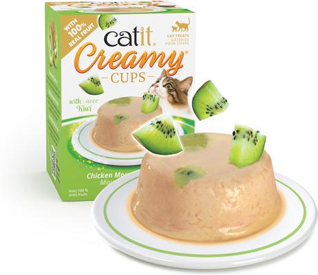 Show full view: Catit Creamy Cups with Fruit, Chicken Mousse with Kiwi Cat Lickable Treat, 0.9-oz cup, 4 count slide 3 of 8