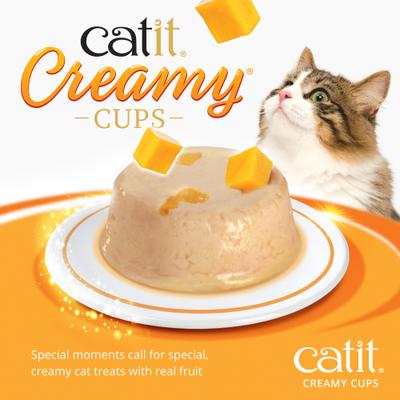Show full view: Catit Creamy Cups with Fruit, Chicken Mousse with Mango Cat Lickable Treat, 0.9-oz cup, 4 count slide 4 of 9