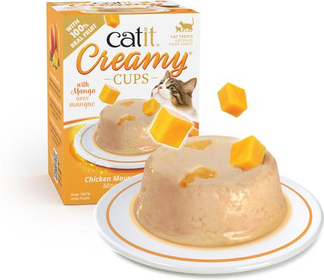 Show full view: Catit Creamy Cups with Fruit, Chicken Mousse with Mango Cat Lickable Treat, 0.9-oz cup, 4 count slide 3 of 9