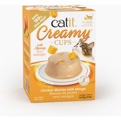 Catit Creamy Cups with Fruit, Chicken Mousse with Mango Cat Lickable Treat, 0.9-oz cup, 4 count