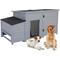 Show in main carousel: Coziwow Wooden Waterproof Outdoor Dog House with Slow Bowls & Storage Box, Grey, Large, 59-in slide 1 of 10