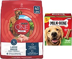 Purina ONE SmartBlend Large Breed Adult Formula Dry Food + Milk-Bone Original Large Biscuit Dog Treats