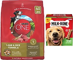 Purina ONE SmartBlend Lamb & Rice Adult Formula Dry Food + Milk-Bone Original Large Biscuit Dog Treats
