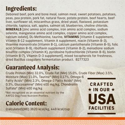 Show full view: Merrick Lil' Plates Grain-Free Chicken-Free Real Beef, Sweet Potato + Peas with Raw Bites Recipe Small Breed Dry Dog Food, 4-lb bag slide 7 of 12