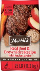 Merrick Classic Healthy Grains Real Beef + Brown Rice Recipe with Ancient Grains Adult Dry Dog Food, 25-lb bag