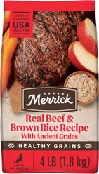 Merrick Classic Healthy Grains Real Beef + Brown Rice Recipe with Ancient Grains Adult Dry Dog Food, 4-lb bag