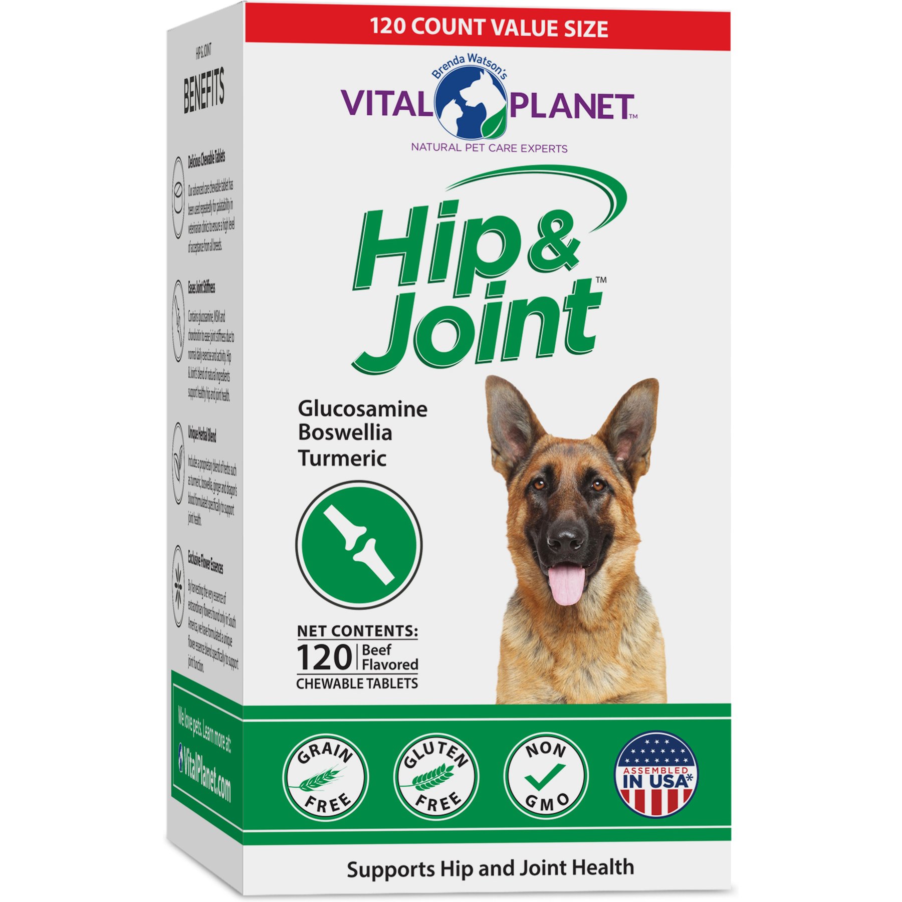 Vital Planet Hip & Joint Chewable Tablet Dog Supplement, 120 count