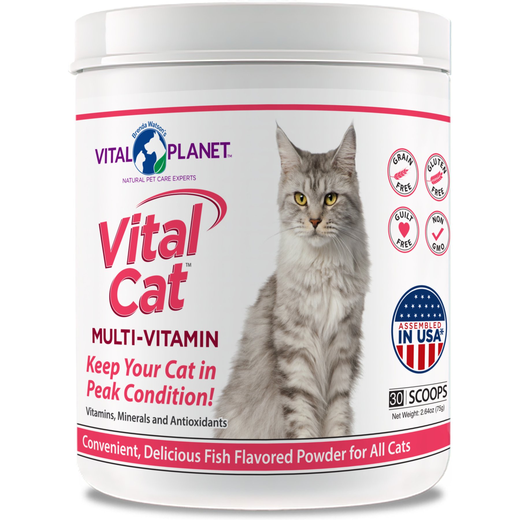 Vital Planet Vital Cat Daily Multivitamin Powder Cat Supplement, 2.6-oz jar