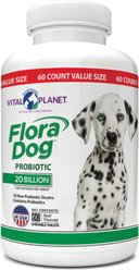 Vital Planet Flora Dog Daily Probiotic Beef Flavor Chewable Tablet Dog Supplement, 60 count