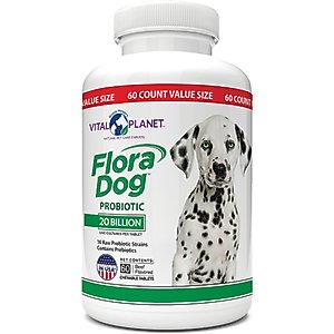 Vital Planet Flora Dog Daily Probiotic Beef Flavor Chewable Tablet Dog Supplement, 60 count