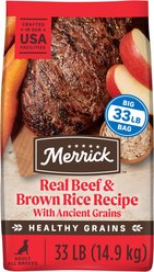 Merrick Classic Healthy Grains Real Beef + Brown Rice Recipe with Ancient Grains Adult Dry Dog Food, 33-lb bag