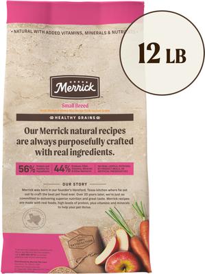 Show full view: Merrick Classic Healthy Grains Small Breed Recipe Adult Dry Dog Food, 12-lb bag slide 3 of 12