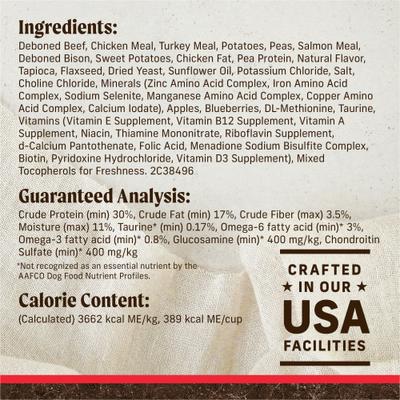 Show full view: Merrick Grain-Free Dry Dog Food Real Bison, Beef & Sweet Potato Recipe, 4-lb bag slide 7 of 12