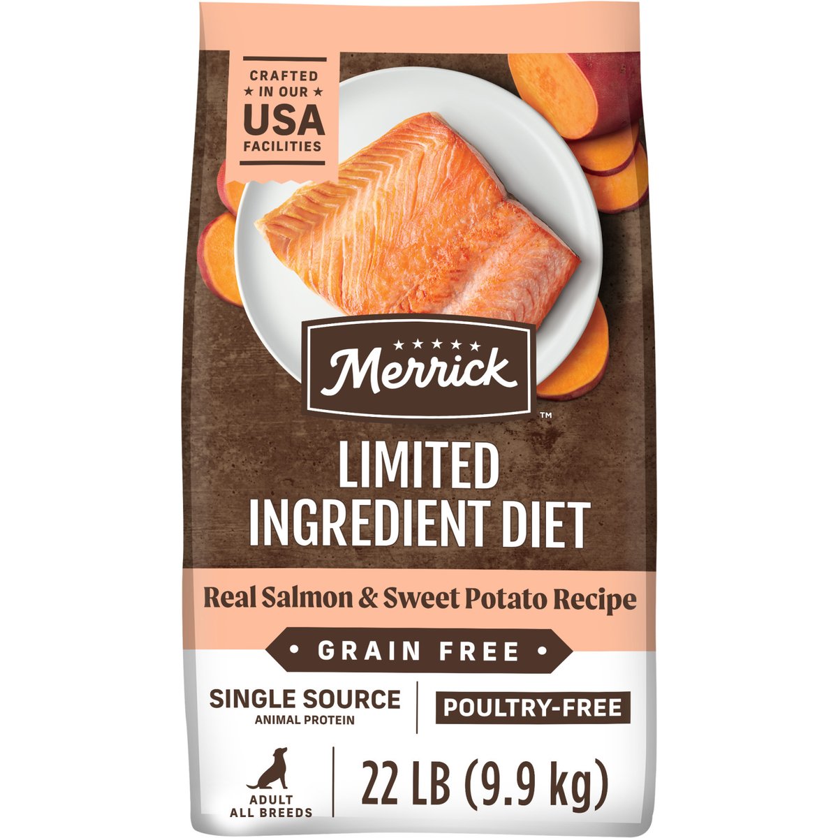 Merrick Limited Ingredient Diet Grain-Free Chicken-Free Real Salmon & Sweet Potato Recipe Dry Dog Food, 22-lb bag