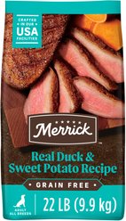 Merrick Grain-Free Dry Dog Food Real Duck & Sweet Potato Recipe, 22-lb bag slide 1 of 9