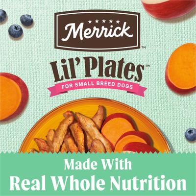 Show full view: Merrick Lil' Plates Grain-Free Small Breed Dry Dog Food Senior Real Chicken + Sweet Potato Recipe, 4-lb bag slide 5 of 12